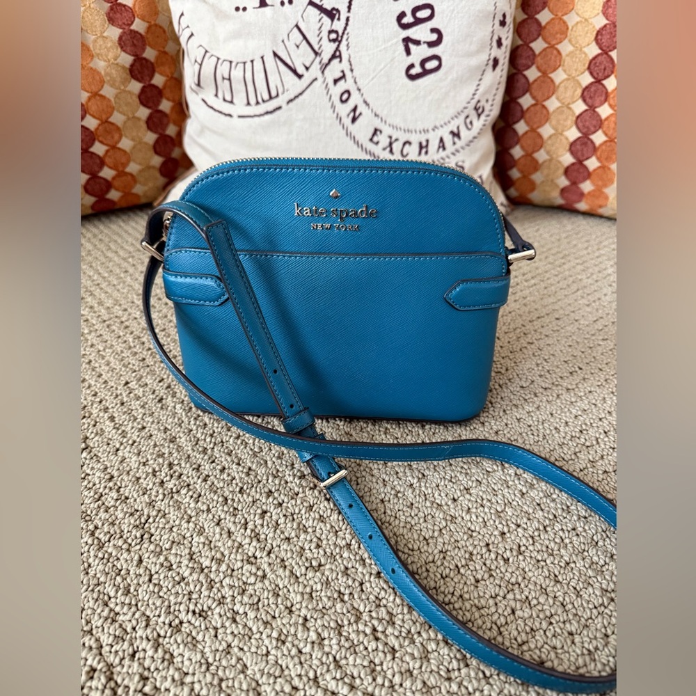Kate Spade Staci Dome Saffiano Leather Dark Peacock Teal Crossbody Bag